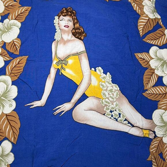 Pierre Cardin Hawaiian Button-up Shirt Men's Large Hula Girl Tropical Floral - Picture 2 of 7